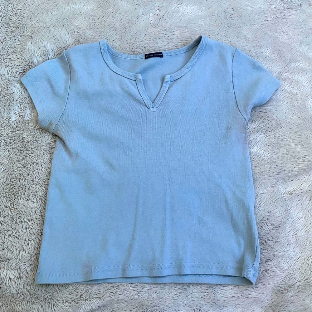 Brandy Melville Ashlyn V Notch Top blue.